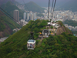 cesta lanovkou z homole na Morro da Urca