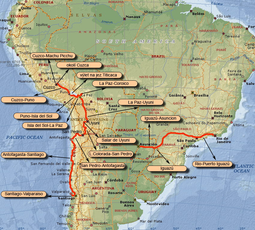 klikac mapa Jin Ameriky